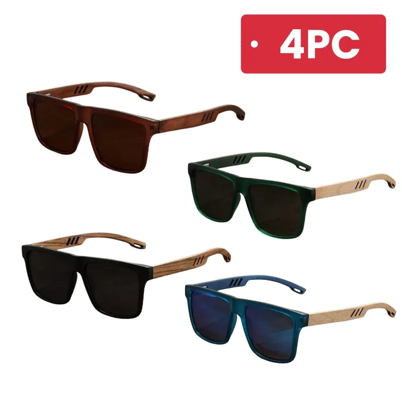 Fishing Sunglasses Polarized - Wood Grain Temple Square Polarized Sunglasses