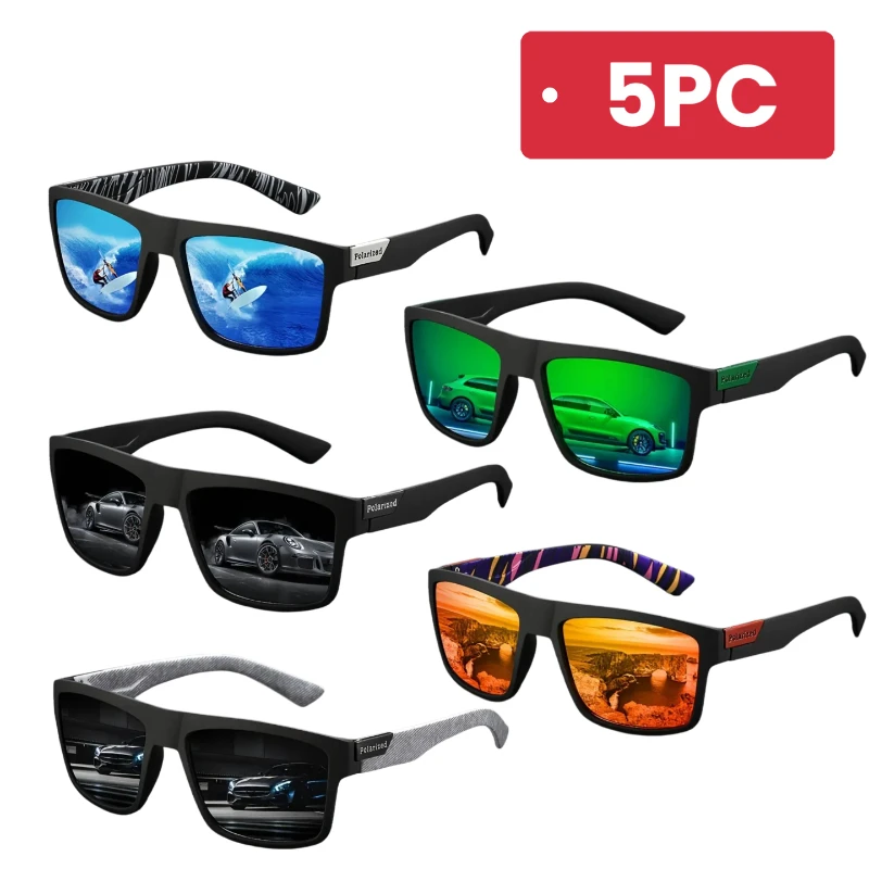 Fishing Sunglasses Polarized - Unisex Polarized Square Sports Sunglasses 2/3/5Pcs