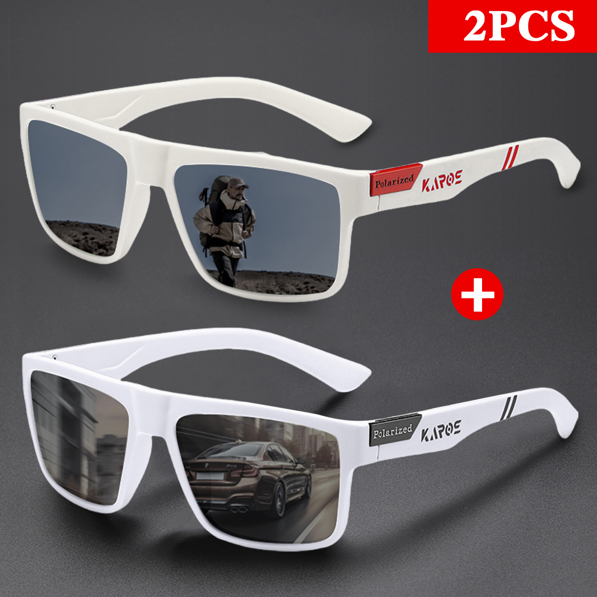 KAROS 2PCS Retro Square Polari - Fishing Sunglasses Polarized recension och pris