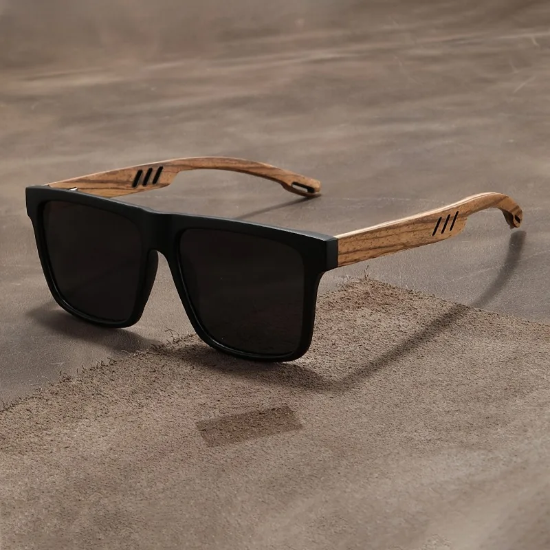 Wood Grain Temple Square Polar - Fishing Sunglasses Polarized recension och pris