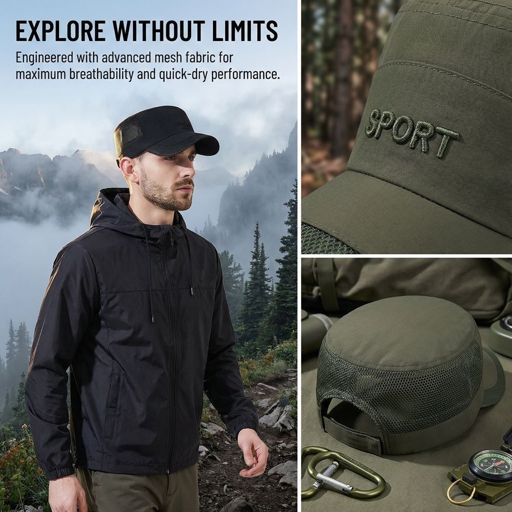 New Adjustable Flat Top Cap Su - Fishing Hat recension och pris