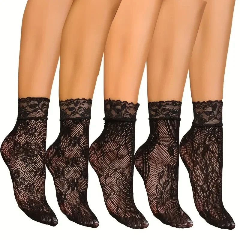 5 Pairs Floral Lace Socks Thin - Fishing Socks recension och pris