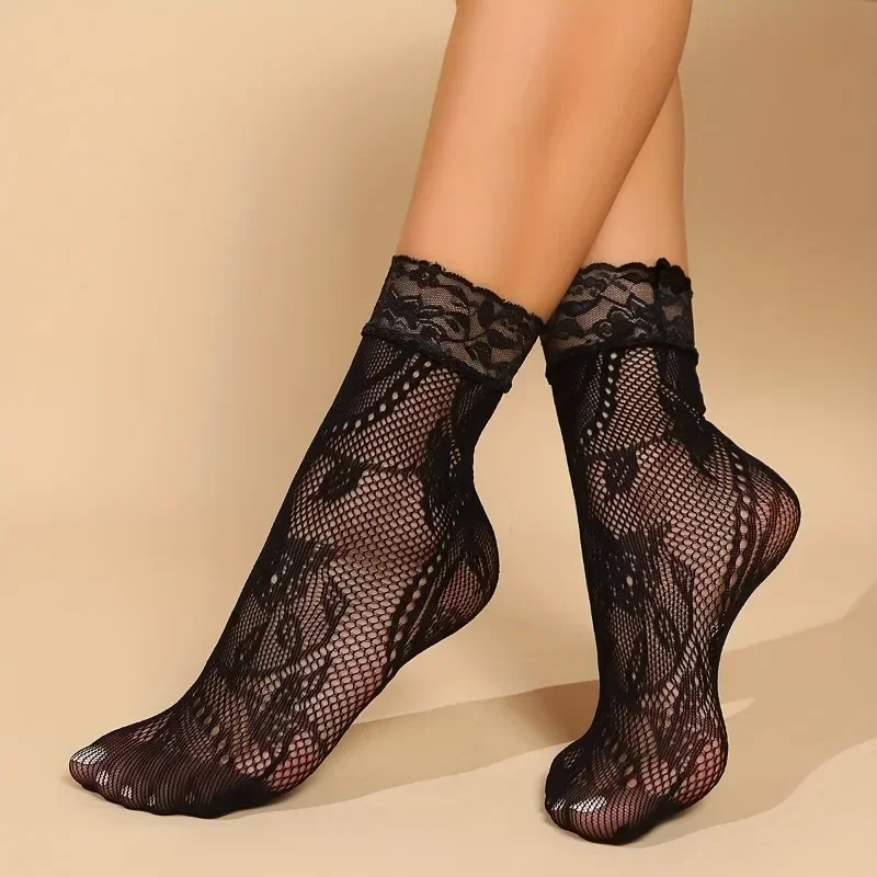 5 Pairs Floral Lace Socks Thin - Fishing Socks recension och pris