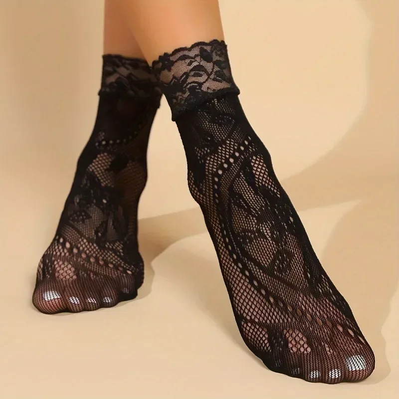 5 Pairs Floral Lace Socks Thin - Fishing Socks recension och pris