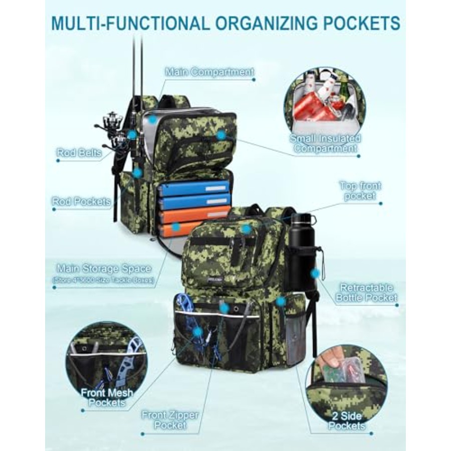 Fishing Backpack with Rod Hold - Fishing Backpack recension och pris