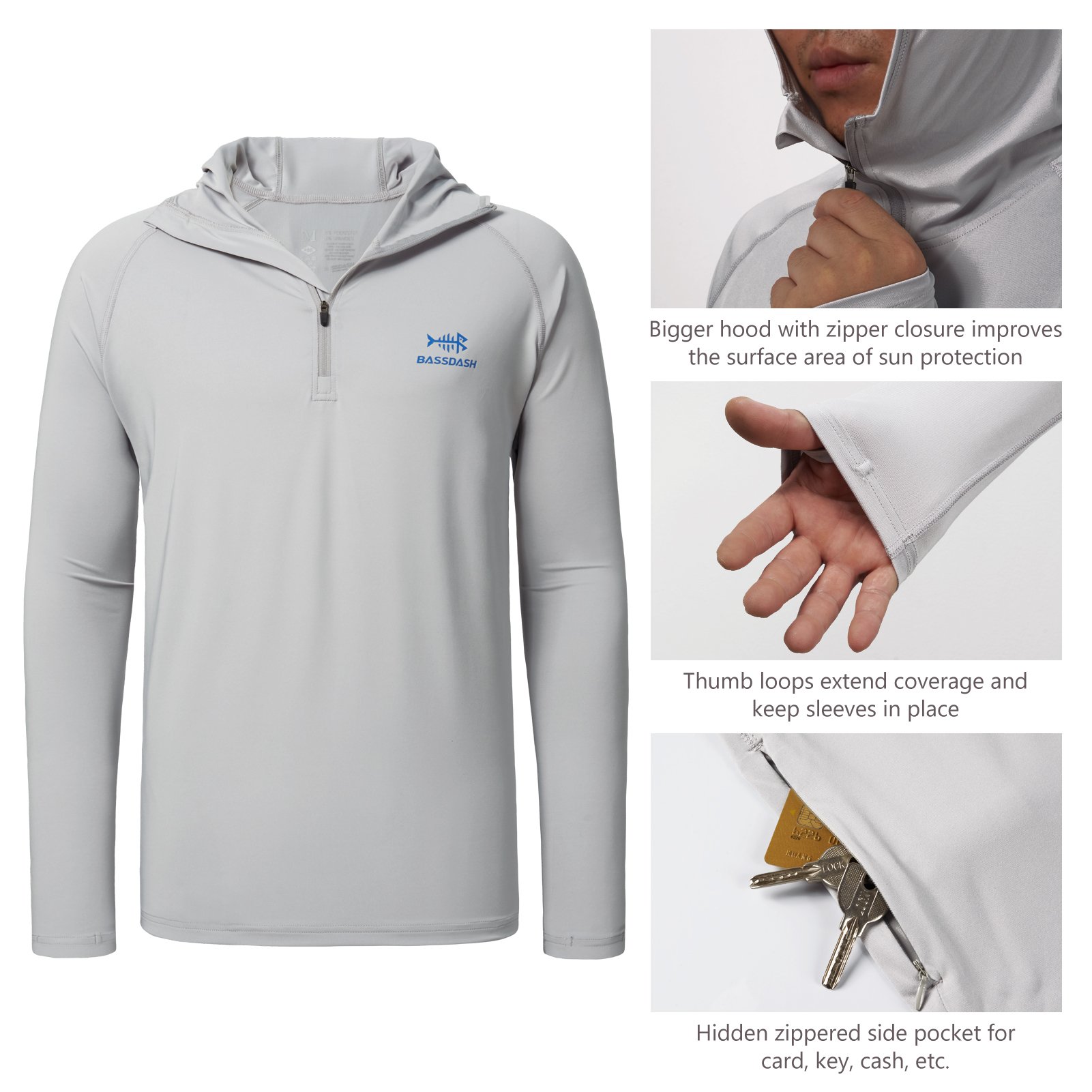 Bassdash Men’s UPF 50+ 1/4 Zip - Fishing Shirt Uv Protection recension och pris